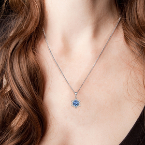 CZ anello collana color <span class=keywords><strong>acquamarina</strong></span> classica <span class=keywords><strong>orecchini</strong></span> a fiori 925 argento lussuoso zircone da donna fidanzamento puro argento set di gioielli - Product Image 6