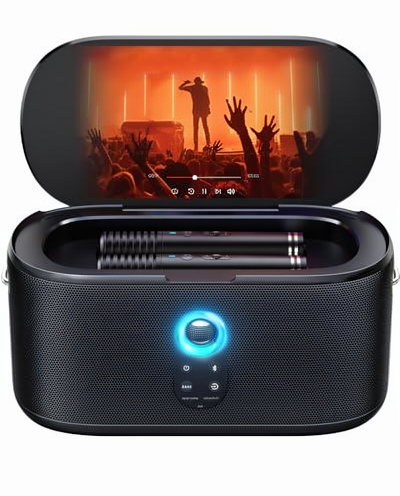 All-in-One Android Karaoke Machine 12-inch Touch Screen Wireless Microphones 5-inch Speakers Cloud Song Ordering Portable PA