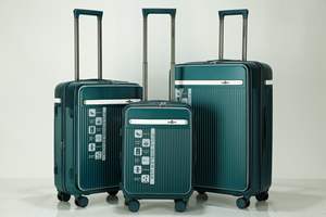 Valise thermoformée en PC de style nouveau avec poche avant et double fermeture éclair antivol, tube en aluminium et serrure à code. - Product Image 5