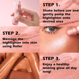 Vente chaude, illuminateur liquide pigmenté pour le corps, maquillage durable, vente en gros, logo personnalisé, applicateur à bille, illuminateur lumineux - Product Image 3