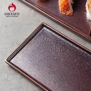 YAYU TOP Design Dessert Sushi Iron Cast Red Glaze Big 10/12/16 Inch Ceramic Serving Rectangle Plate Dish for Restaurant Hotel - Product Image 5
