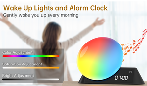 Réveil lumineux avec ambiance LED, nouveau design <span class=keywords><strong>2023</strong></span>, veilleuse pour enfants, haut-parleur Bluetooth, lampe musicale, réveil avec lever de soleil, multifonctions - Product Image 6