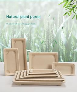 Food Grade Biodegradable Takeaway Bento Box Japanese Bagasse Rectangular Sushi Tray With Lid - Product Image 3