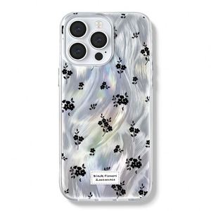 Funda de Lujo con Diseño de Flores Negras para iPhone 11 12 Pro 13 14 15 16 Pro Max X XR XS Max 7 8 16 Plus SE2, Fundas Protectoras Suaves a Prueba de Golpes - Product Image 1