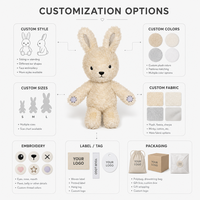 Peluche Lapin Beige Adorable avec Impression de Logo Personnalisé, Emballage Cadeau, OEM ODM, Faible MOQ, Fabricant de Jouets en Peluche