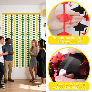 Cortina de Oropel de 1x2m para la Temporada de Graduación, Material PET, Forma de Birrete, Fondo Brillante para Fiestas, Decoración de Fiesta con Combinación de Colores - Product Image 5