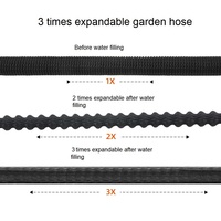 Tuyau d'arrosage de jardin flexible haute pression, 3 couches de tube en latex, léger et extensible, avec raccord de 3/4''