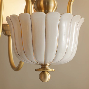 Siying Chandelier Gold Ceramic Led E27 Round Vintage Living Room <b>Light</b> - Product Image 5