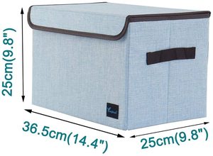 Cesta dobrável para gavetas, cesta dobrável para gavetas, organizadora com alças para prateleira de escritório em casa, azul claro - Product Image 4