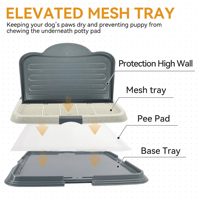 Grand bac de dressage pour chiot avec grille en maille et protection anti-éclaboussures, support pour tapis de propreté pour chien avec parois hautes, toilette intérieure pour chien
