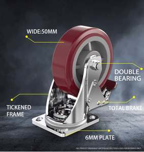 WeiHang Caster 6 Zoll Industrie rollen Räder drehbar rot Polyurethan Edelstahl 770lbs Rollen - Product Image 5