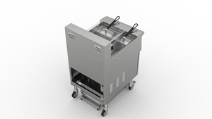 Friteuse électrique verticale en acier inoxydable à double cuve avec armoire de rangement, acier inoxydable 304, 380V, pour les restaurants de restauration rapide - Product Image 2