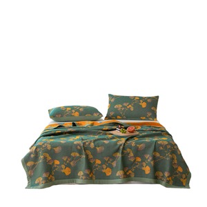 Couverture de lit multifonctionnelle en gaze triple couche de coton pur, jacquard grand format, respirante et polyvalente, motif végétal - Product Image 5