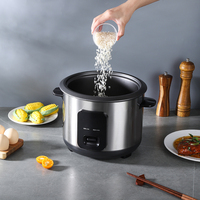 Cuiseur à riz cylindrique en acier inoxydable avec revêtement antiadhésif, cuisson rapide, grande capacité pour usage commercial et domestique, avec tasse graduée