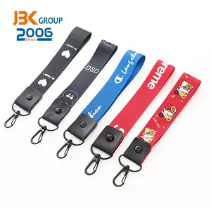 אופנתי מותאם אישית פוליאסטר קצר keychain ארוג רצועת מותג לוגו מודפס יד שרוכי