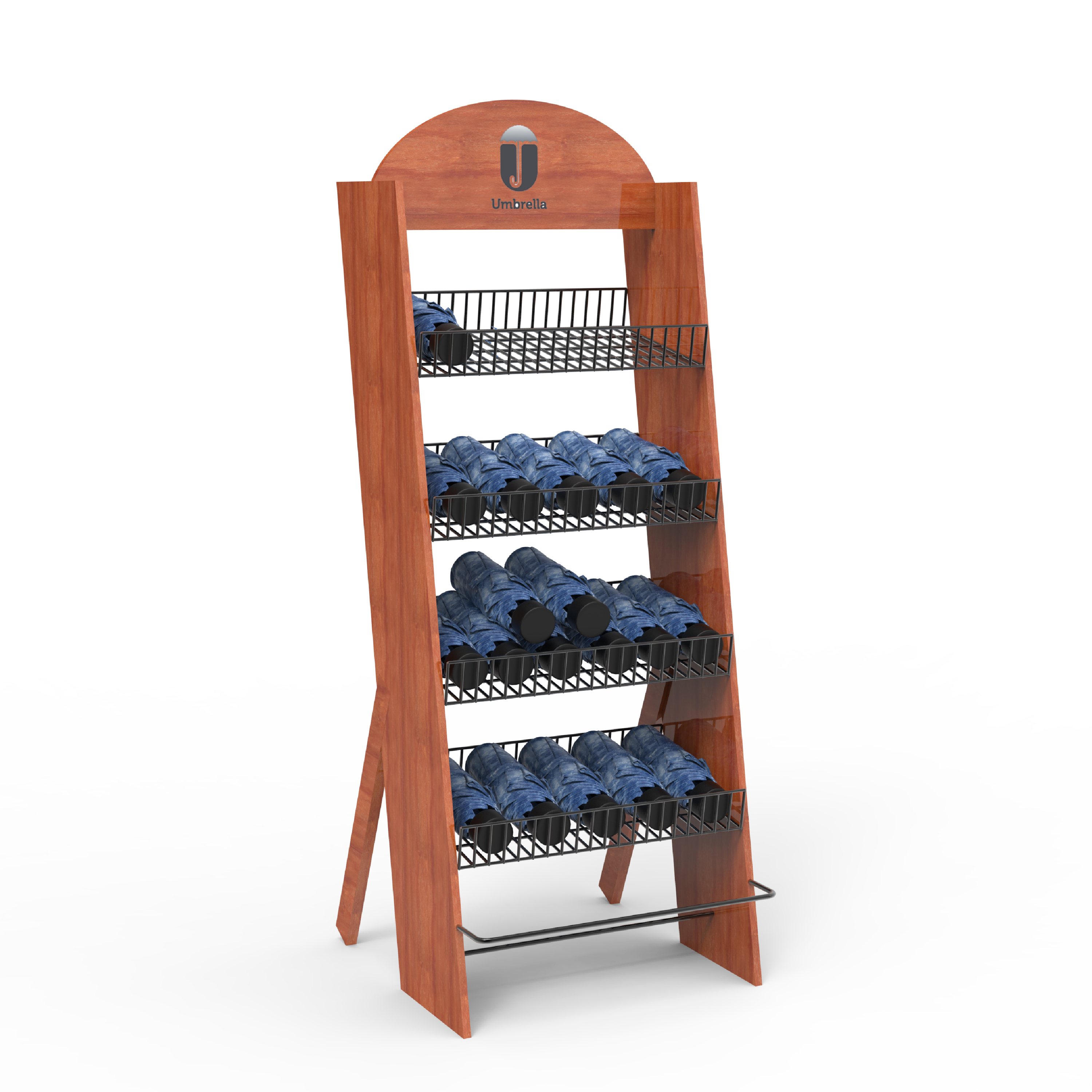 Apache Custom Folding Umbrella Display Rack Hanging Outdoor Beach Patio Umbrellas Rack Floor Display for Retail Stores — view 3