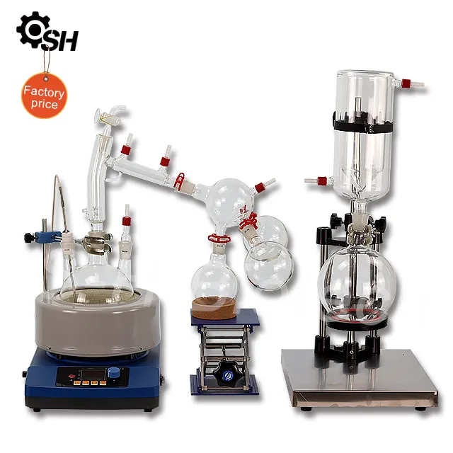 2L unità di distillazione molecolare a percorso breve distillatore di vetro da laboratorio attrezzatura chimica più mantello riscaldante elettrico