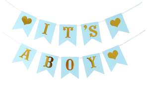 20X16cm Battesimo Baby Shower Ghirlanda Decorazione Di Compleanno Favori di Partito <span class=keywords><strong>È</strong></span> UNA Ragazza Ragazzo Ghirlanda di Carta Bunting Banner - Product Image 4