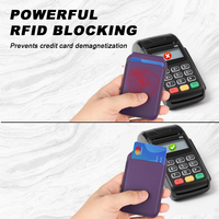 Portefeuille porte-cartes en cuir violet compatible MagSafe, avec support et blocage RFID magnétique pour accessoires iPhone