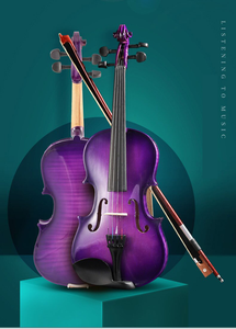 Violon OEM d'usine en tailles 4/4, 3/4, 1/2 pour adultes et enfants. Dorsal violet en bois d'érable. Prise en charge du logo - Product Image 5