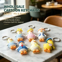 Porte-clés personnalisé en PVC souple 3D en forme de canard de dessin animé, vente en gros, porte-clés mignon en forme d'animal, cadeau promotionnel, OEM ODM