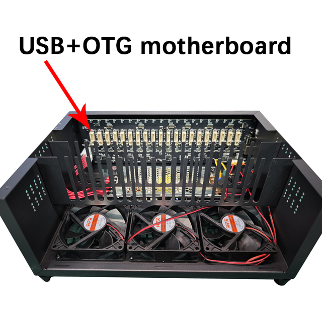 JYWD HUB WiFi USB OTG Dual Cut 20 Port Black Phone & Motherboard Case Set Box 30x25x20cm