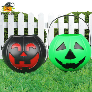 Cubo de Calabaza Fankasi, Decoración de Halloween de Plástico Verde, Contenedor de Dulces para Exteriores - Product Image 4