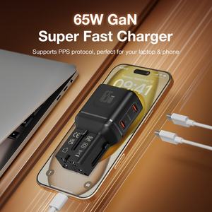 Зарядное устройство Wontrav PD 65W USB-C с быстрой зарядкой, 2 порта, миниатюрный карманный адаптер для путешествий, QC3.0, огнестойкий, для ноутбуков, мобильных телефонов, камер - Product Image 3