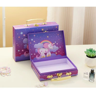 Valise personnalisée avec poignée mentale, boîte design Pégase ciel étoilé violet, étui de transport pour crayon en papier dur à la mode