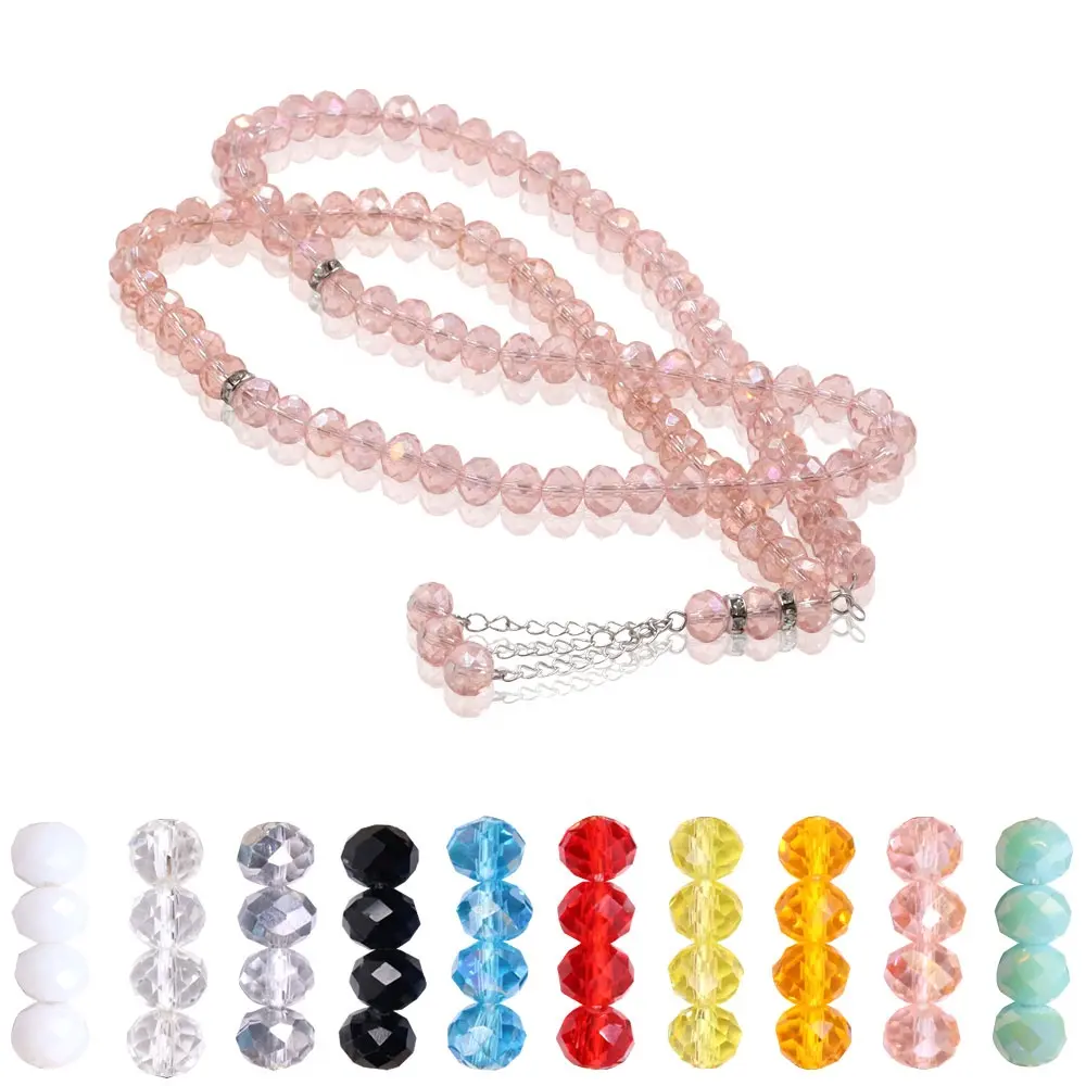 Rosa de cristal de Tasbih hombres Rosario Tasbeeh 99pcs cuentas de collar de cuentas de oración