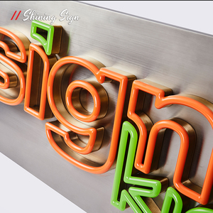 Personalización popular 3D 180 grados acrílico neón Acero inoxidable letrero iluminado frontal moda publicidad Logo letras sin MOQ - Product Image 6