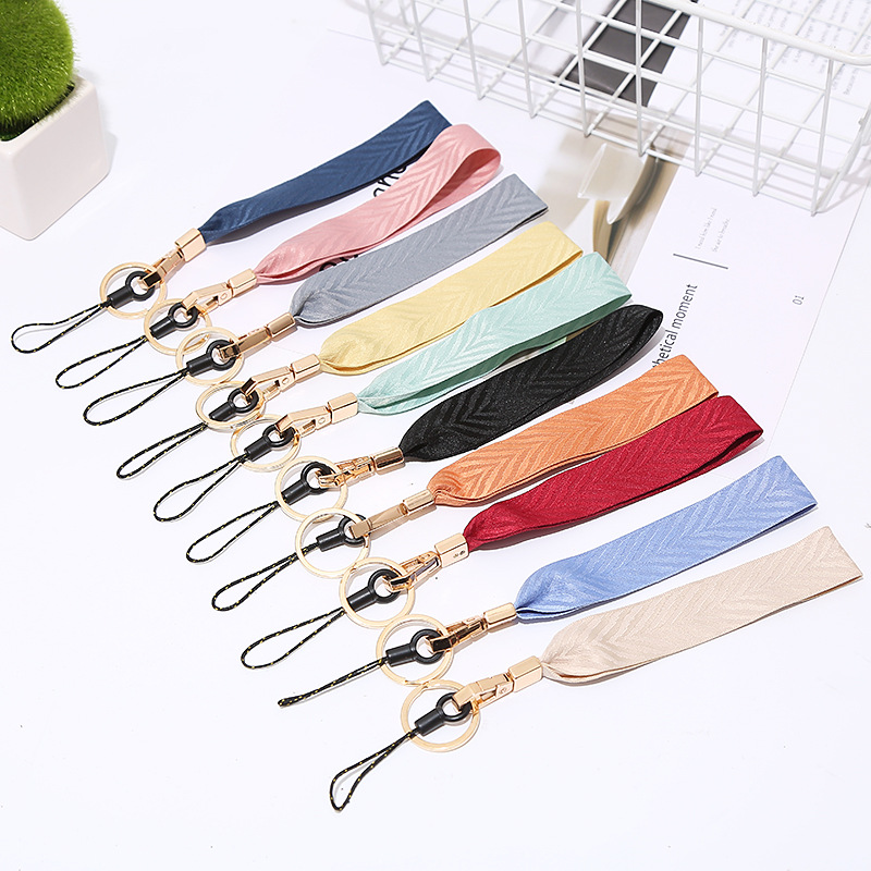 Mobile phone short lanyard women's wrist rope wide cloth strap lanyard pendant portable detachable keychain