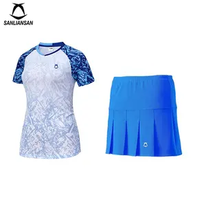 Pakaian Badminton Desain Kustom untuk Anak Perempuan, Baju Olahraga Sepak Bola Badminton Bermotif