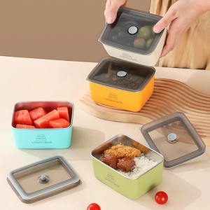 Lunch <b>Box</b> Insulated Food Storage Container Double Layer Stainless Steel Sealed With Lid Portable Fruit Preservation Rectangle - Product Image 2