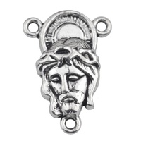 Pièce centrale en alliage de Jésus pour la fabrication de chapelet catholique 22mm pièce maîtresse en argent ancien 3 trous