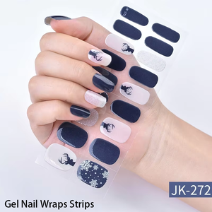Vente en gros Nouveau Gel UV <span class=keywords><strong>Semi</strong></span> Durci 20 Pièces Autocollants pour <span class=keywords><strong>Ongles</strong></span> Festival Noël Gel Nail Wraps Bandes - Product Image 4