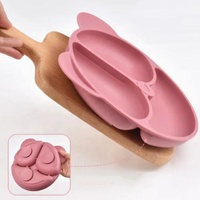 Assiette à dîner en forme d'ours en silicone pour bébé, assiette antidérapante en silicone avec ventouse pour bébé, vente en gros