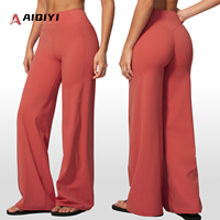 Celana Yoga Wide-Leg 5575 Pinggang Tinggi, Kontrol Perut, Angkat Bokong, Latihan Pilates, Legging Flare Elastis Tinggi dari Spandex/Nylon