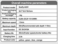Scooter sous-marin professionnel de qualité commerciale avec batterie de 176,4 Wh et vitesse de 1,8 m/s pour l'exploration sous-marine