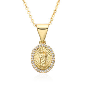 Pendentif religieux populaire européen et américain en cuivre micro incrusté de zircon pour le collier de la Vierge Marie - Product Image 2