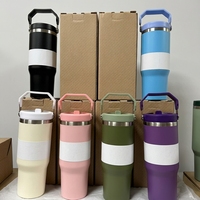 Vaso Térmico de Acero Inoxidable 304 de 30oz con Aislamiento al Vacío, Tapa con Popote Abatible, Asa, Gran Capacidad, Retención de Temperatura de 6 a 12 Horas, Apto para Agua Hirviendo