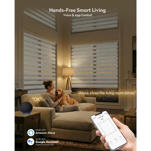Stores zébrés électriques intelligents ZSTARR contrôlés par WiFi et Google Alexa, avec tissu occultant jour/nuit pour la décoration <span class=keywords><strong>de</strong></span> fenêtre - Product Image 5