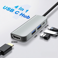 Adaptador Multipuerto USB C 4 en 1 con Puerto PD de 100W y 4K HDTV, con USB3.0 de 5Gbps, Divisor de 4 Puertos para PC, Escritorio, Laptop