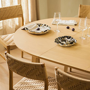 Meubles de cuisine en bois ovales extensibles de style <span class=keywords><strong>scandinave</strong></span>, finition naturelle, pour une salle à manger d'intérieur luxueuse - Product Image 6