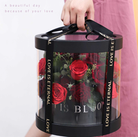 Papier artistique personnalisé noir rose blanc 50 pièces, boîte ronde à fleurs pour la saint-valentin cadeau d'amour pour la fête des mères, emballage