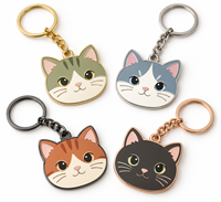 Porte-clés en métal personnalisé avec motif visage de chat mignon, breloque de qualité, logo personnalisé, cadeau souvenir en gros, fabricant OEM ODM