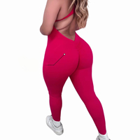 Combinaison de sport sans dos pour femme, leggings de fitness, yoga, entraînement, avec logo personnalisé du fabricant, OEM, ODM, faible MOQ 100 pièces