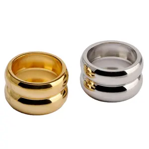 Anillos góticos de tendencia de dedo de doble nombre con mujeres de acero inoxidable de oro de 18 quilates para 2023