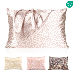 Fodere per cuscini in raso di poliestere personalizzate con logo, <span class=keywords><strong>stampa</strong></span> leopardata di lusso per uso domestico, tecnica di tessitura per hotel e spa - Product Image 1