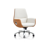 Chaise de bureau de direction moderne en cuir de grande taille avec dossier moyen, réglable et à roulettes